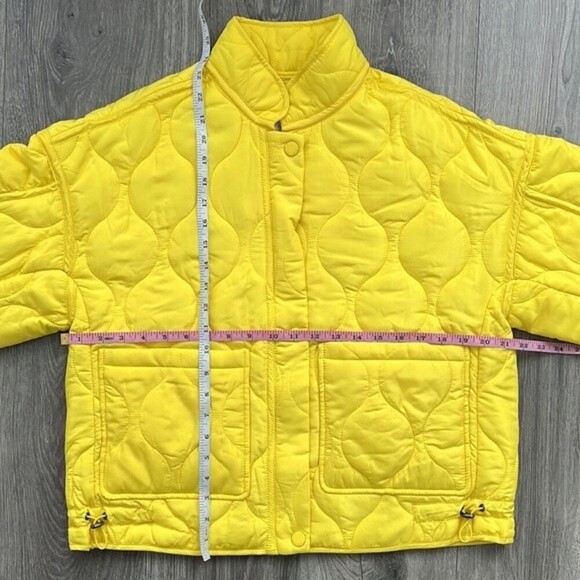Lucky Brand Quilted Jacket Womens Small Oversized Lemon Yellow Boxy Gorpcore NWT - Picture 11 of 12
